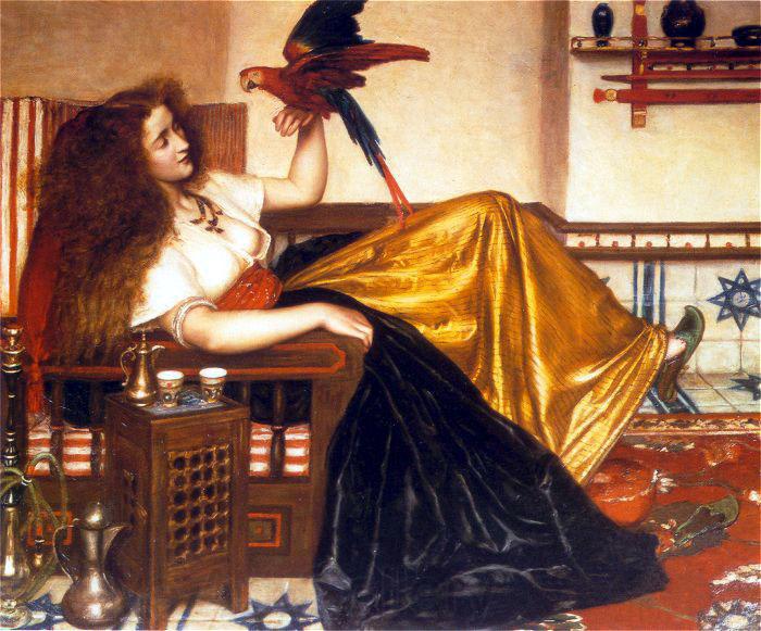 Valentine Cameron Prinsep Prints Reclining Woman with a Parrot